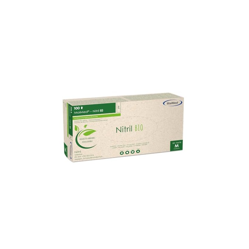 MaiMed Nitrile Organic Disposable Gloves, Pack of 100, Biodegradable (XS)