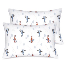 Fittia Cuddly Knitted Cushion Cover Children 40 x 60 cm Baby Pillowcase Toddler Cushion Cover Made of Organic Cotton for Prams, Pack of 2 with Aeroplane Patterned 40 x 60 cm