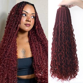 Boho Crochet Braids Human Hair 9 Packs 14 Inch Crochet Boho Box Briads With Human Hair Curls Boho Crochet Braids Goddess Box Braids Crochet Braiding Hair Extensions