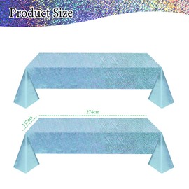 SINGOMON 2PCS Blue Iridescence Table Cloth Pastel Blue Table Cloth Plastic Table Coths Rectangular Tablecloths Disposable Tablecloth Holographic Foil Table Cloth for Baby Shower Birthday Wedding
