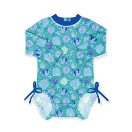 BesserBay Baby Girls' Cute Rash Guard One-Piece UPF 50+ Long Sleeve Swimsuits 0-36 Months, Seabed #2