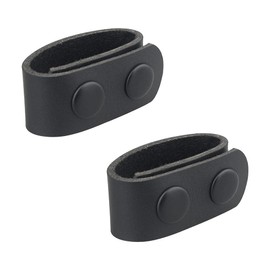 Gexgune Duty Belt Keeper Leather Tactical Belt Keeper Loop Belt Buckle for 2–2 1/4 Inch with Double Snap, (2Pack, Black)