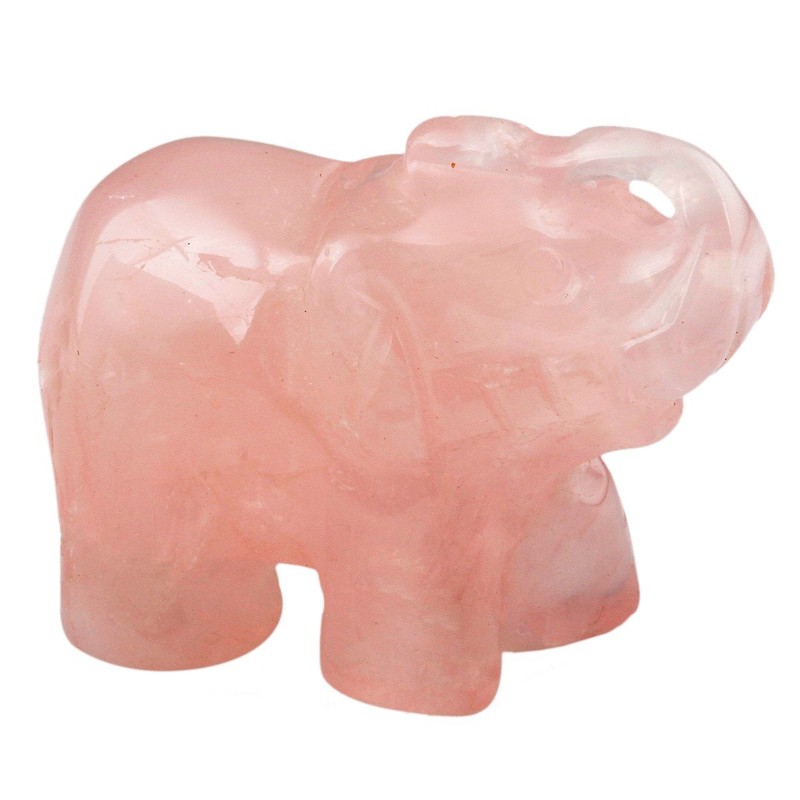 mookaitedecor Natural Rose Quartz Elephant Ornament Figurine,Healing Crystal Energy Gemstone