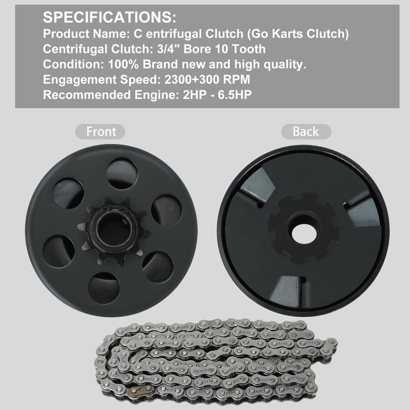 Centrifugal Go Kart Clutch 3/4" Bore 10 Tooth 10T with