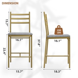 GarveeHome Bar Stools Set of 4, Modern Velvet Bar Chair with Back & Thick Cushion, Upholstered Counter Height Bar Stools with Footrest for Kitchen Island, Counter Bar, Gold