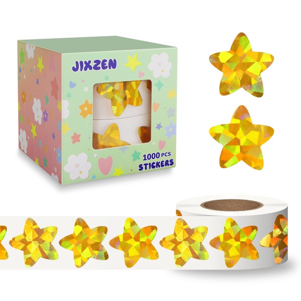 JIXZEN 2 Rolls Gold Star Stickers for Kids Reward, 1000Pcs