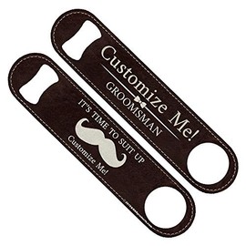 Customizable Speed Bottle Opener - Groomsman Leather Print