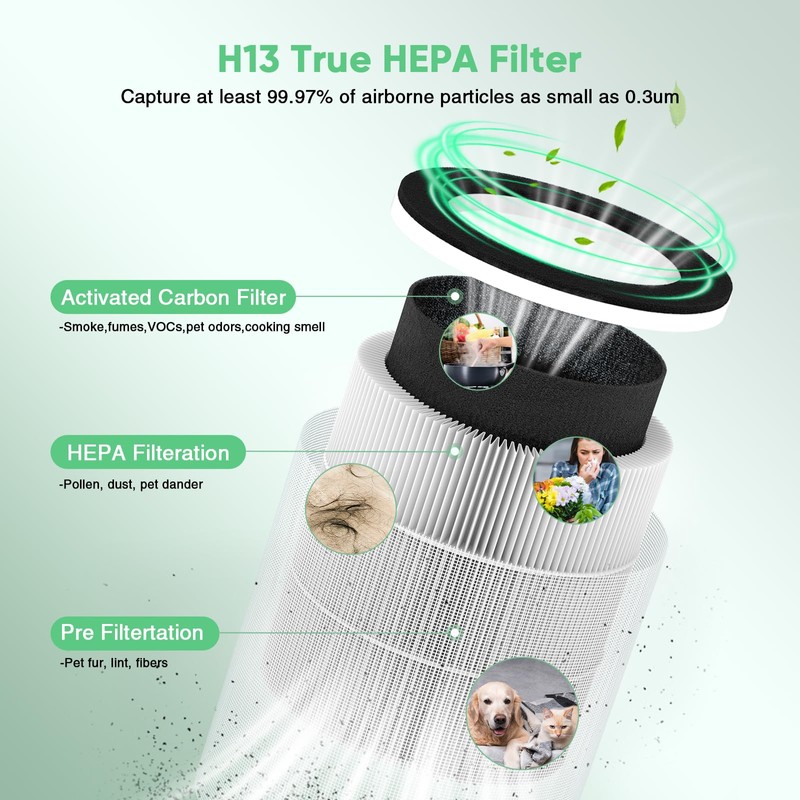 DAYETTE AP203 Replacement H13 HEPA Air Filter Air Purifier AP203,