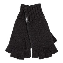 HEAT HOLDERS Ladies Solid Knitted Fingerless Gloves Ideal for Smartphone | Keeps Hands Warm in Winter (One Size, Black)