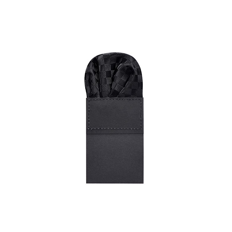 DonDon Men's Pocket Square Pre-folded for the Perfect Fit, Black