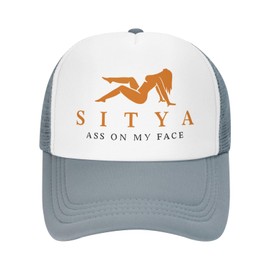 Sitya Ass On My Face Trucker Hat Adjustable Funny Foam Hats Unisex Classic Fishing Cap for Men and Women Black, Gray, One Size-Medium