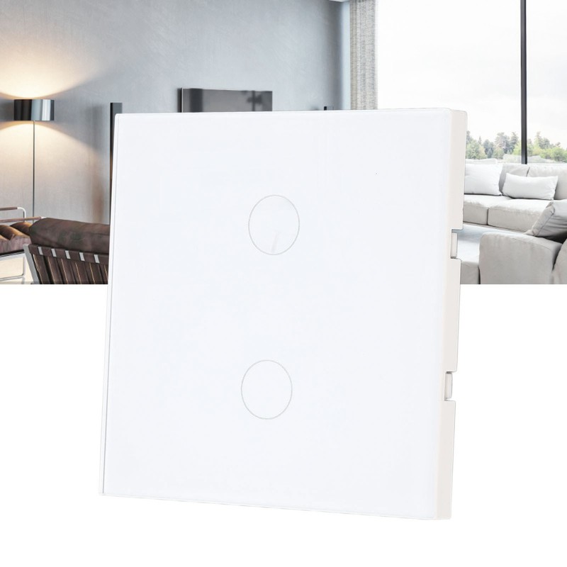 2 Gang Wall Switch with Indicator Tempered Glass Panel Touch