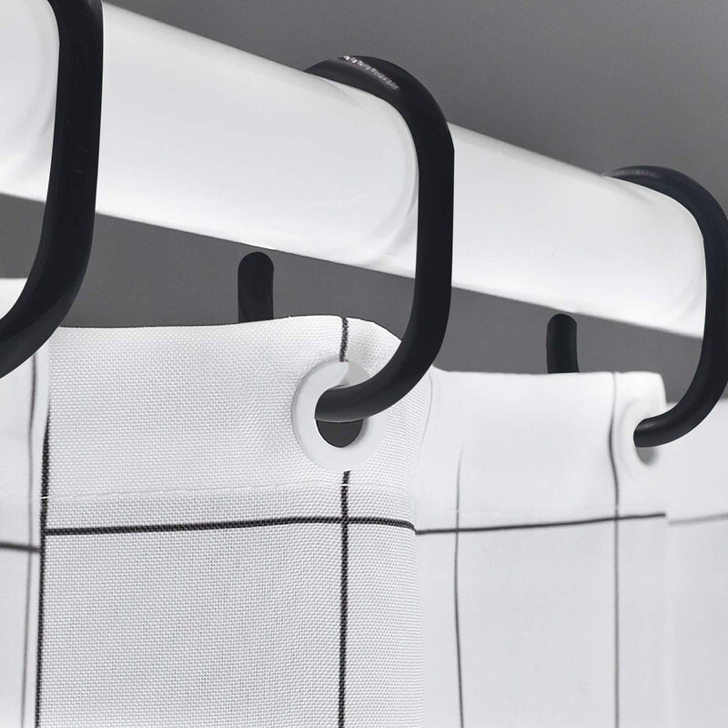 Black Shower Curtain Hooks, 24pcs Plastic Shower Curtain Rings, C