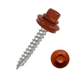 EAGLE 1 Metal Roofing Screws #10 - Painted Hex Head Self-Tapping Screws with EDPM Rubber Washer for Metal to Wood, Vinyl, Small Sheet Metal - Free Magnetic Driver (Barn Red, 1 Inch, 250)