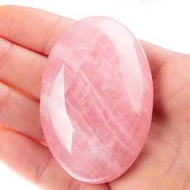 NUOTE Rose Quartz Palm Stone Crystal - Natural Chakra Reiki Polished Healing Thumbed Oval Pocket Worry Stone Crystals for Anxiety Stress Relief Therapy, Reiki Healing