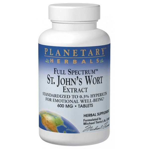 Planetary Herbals St. John's Wort Extract Full Spectrum 600mg, For Emotional Well-Being