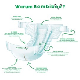 Bambiboo Skin-Friendly Disposable Nappies Mini with Soft Bamboo Fibre and Navel Opening - Newborn Baby Nappies - Newborn Baby Disposable Nappies - Skin Protection - Size 2, Pack of 25