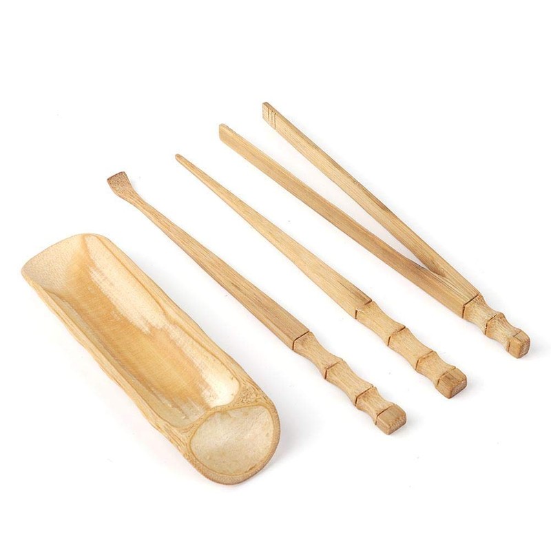 4 Pieces Tea Set Bamboo Natural Bamboo Tea Set Teaspoon