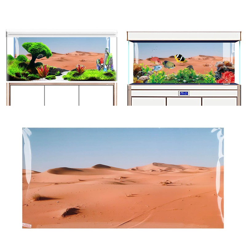 Aquarium Poster PVC Self Adhesive Waterproof 3D Desert Style Fish