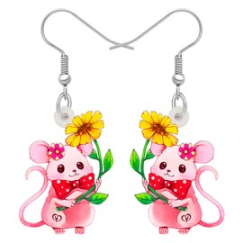 WEVENI Acrylic Possum Earrings Opossum Dangle Novelty Jewellery for Women Girls Ladies Dainty Gift, Acrylic, No Gemstone