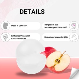 Uakeii Apple Box for School Made of Plastic - Apple Tin BPA-Free - Perfect for Transporting Apples (White)