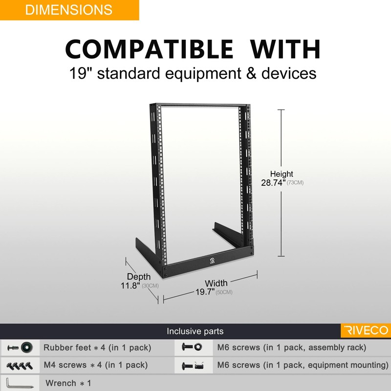 RIVECO 15U Desktop Rack for Audio & Network Devices 19