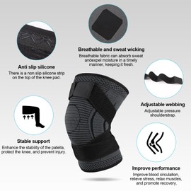 Ruilaibao Plus Size Knee Compression Sleeve for Women and Men Adjustable Plus Size Knee Braces for Knee Pain, Arthritis,Tendinitis, Meniscus Tear, Sport Knee Support 2 Pack (Black, XXXXX-Large)