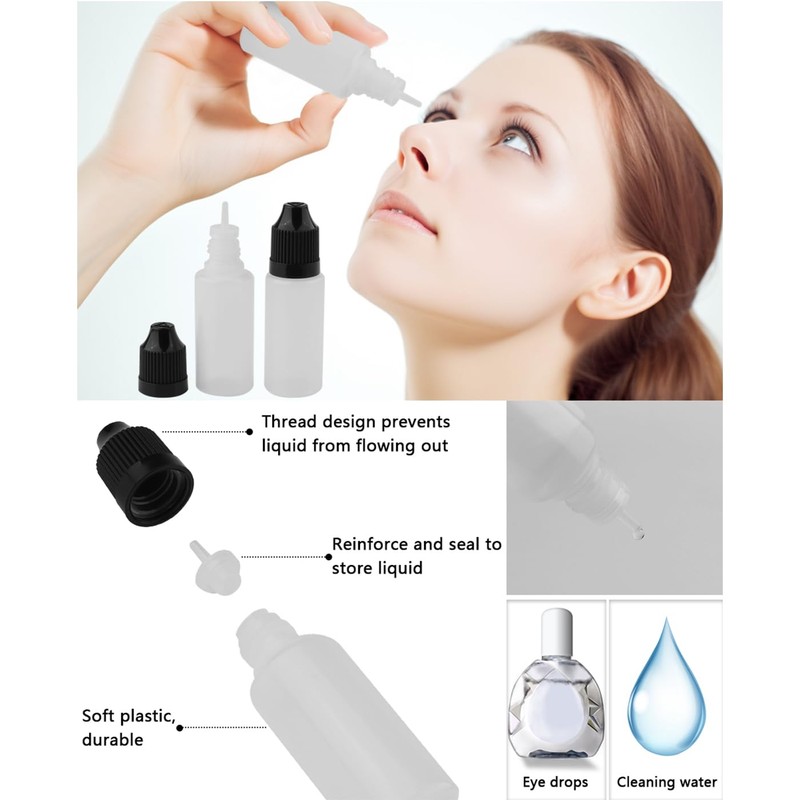 Pxyelec 15ml Plastic Squeeze Bottles LDPE Squeeze Bottles Eye Liquid