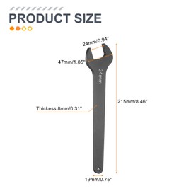 sourcing map Single Open End Wrench 24mm Metric 15 Degree Offset Angle U-Shaped Open Ended Spanner Small Flat Head Blackening Wrench with Straight Shank for Automotive Repair Furniture Assembly