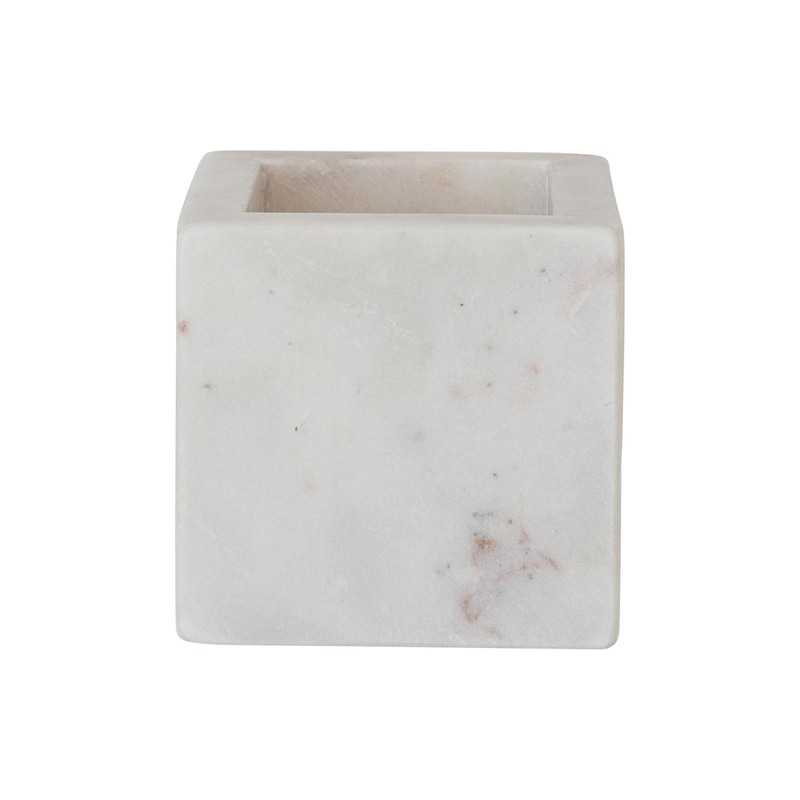 Creative Co-Op Square Marble Container, White