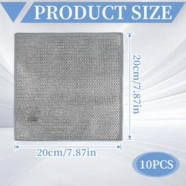 10Pcs Double Layer Wire Dishwashing Cloths, 20x20cm Multipurpose Non Scratch Scrubbing Rags Reusable Dish Towels Cleaning Cloth Dishcloth Stainless Steel Sponge for Kitchen Pots Dish Sink Stove Top