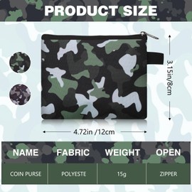 2 Pcs Camo Small Coin Purse Cash Change Wallet Key Holder Money Pouch for Men Women (Classic Color)