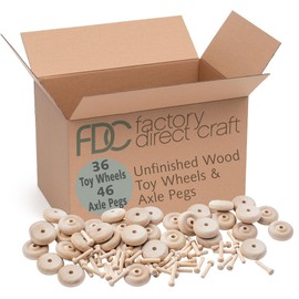 Factory Direct Craft Unfinished Wood DIY Craft Wooden Wheels and Axle Pegs (Size: Wheels: 1-1/2" Dia., Axle Pegs: 1-1/4")