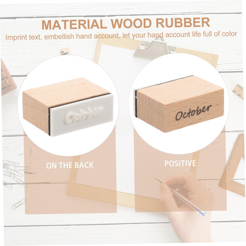 SHOWERORO 2 Sets Monthly Stamps Set Wooden Stamps for DIY