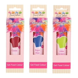 FunCakes - High Quality Food Colouring - Set of 3 (90g) - Royal Blue, Red Brown, Lime Green