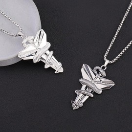 Q&D&S 2pcs Men's Punk Necklace Retro Viper Mamba Pendant Necklace Cross Necklace Jewelry Memorial Gift, silver,black, Sterling Silver
