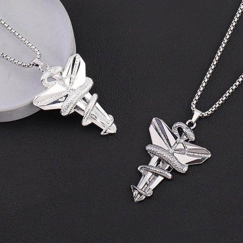 Q&D&S 2pcs Men's Punk Necklace Retro Viper Mamba Pendant Necklace