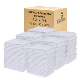 Premium Bulk Bath Mat Floor Towel Set - 36 Pack | 22x34 inches | White [ Not a Bathroom Rug] - Hotel Quality Reversible Bathroom Mat - Easy to Clean and Ring Spun Cotton (22 x 34, White - 36 Pcs)