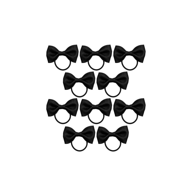 10 Pcs Black Hair Bow, Girls School Hair Accessories, Elastic
