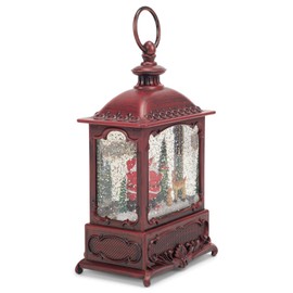 Roman 133574 Led Swirl Lantern Santa with Cardinal, 8.7 inch, Red