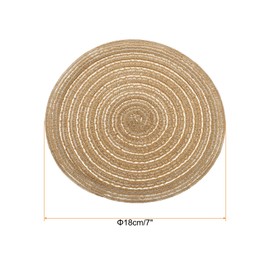 HARFINGTON 6pcs Round Braided Placemats 7" Non-Slip Round Table Mats for Dining Tables Washable Heat Insulation Woven Placemats Indoor Outdoor for Family Holiday Dinner, Tawny