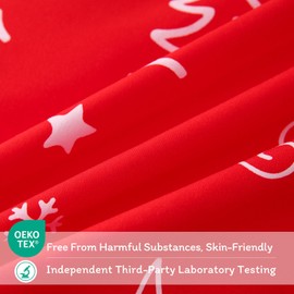 JSD Red Christmas Tree Kids Duvet Cover Set Queen Size, 3 Piece Xmas Comforter Cover with Pillow Sham Zipper Closure, Comforter Not Included