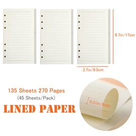 DY.2ten A6 Refillable Notebook Set - 3 Pack Lined Refill Paper, Clear Zipper Binder Pockets, Dividers, Index Tabs, Ruler Marker for 6 Ring Binder