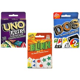 Mattel Flip, Dos and Blink Card Game, Combo Pack of 3