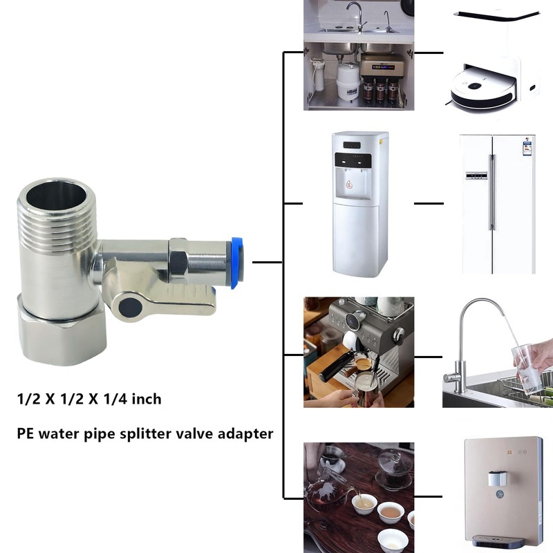 Stainless Steel Water Supply Adapter 1/2" x 1/2" x 1/4"