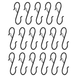 HARFINGTON 17pcs S Hooks 3.5 Inch S-Shaped Metal Hook Hanger with Safety Buckle for Hanging Plants Clothes Pots and Pans Kitchen Utensil Bags, Black