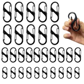 Fenhupe 30pcs S Hooks Carabiner Clip, Zipper Pull Locks Anti Theft, Quick Disconnect Keychain Clip Keeps Zippers Closed, Dual Spring Carabiner Snap Hook for Outdoor Hiking Camping Luggage