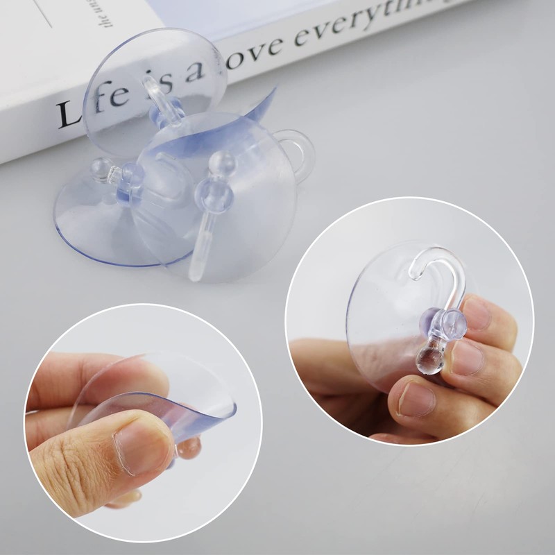 8 Pcs Suction Hooks, Clear Towel Hooks Window Suckers with