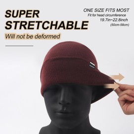 DAYOUKEWEI Soft Warm Winter Beanie Hats for Men Women, Fleece Lined Beanie Winter hat Unisex Fashion Knit Cuffed Cap Wine