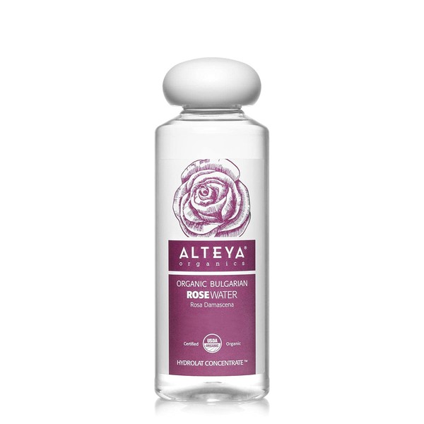 Alteya Organics Rose Water USDA Certified Organic Facial Toner, 8.5 Fl Oz/250mL Pure Bulgarian Rosa Damascena Flower Water, Award-Winning Moisturizer BPA-Free Bottle with Reducer